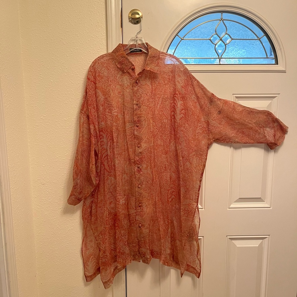 Vintage Eskandar Red Orange Silk Paisley
Duster
